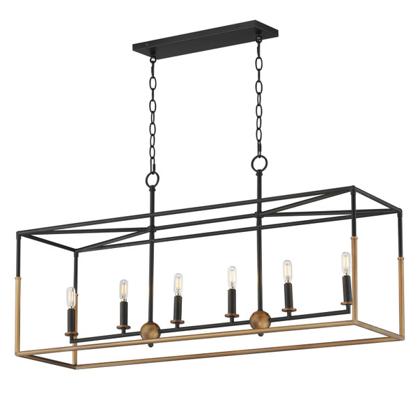 Maxim - 28626BKWBR - Six Light Linear Pendant - SoHo - Black/Weathered Brass
