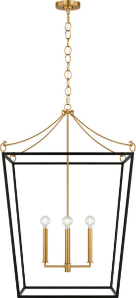 Visual Comfort Studio - KSC1204MBK - Four Light Lantern - Carlyle - Midnight Black | Burnished Brass