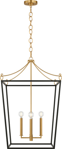 Visual Comfort Studio - KSC1194MBK - Four Light Lantern - Carlyle - Midnight Black | Burnished Brass