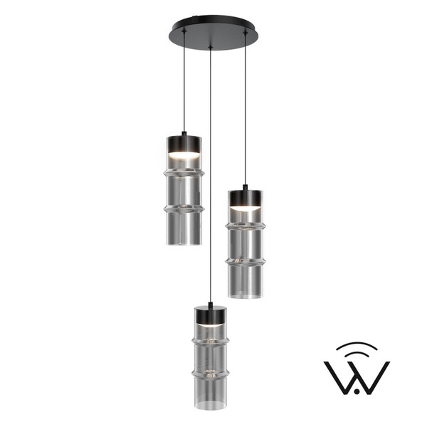 W.A.C. Lighting - PD413603R-TWA-BKSM - LED Chandelier - Kanister - Black/Smoke Glass