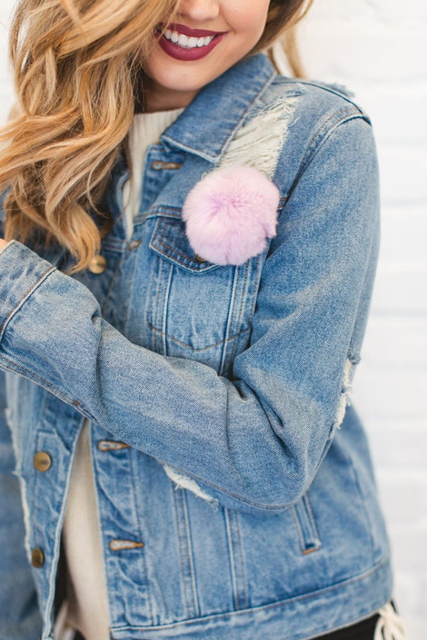 Bells + Whistles Pom Pom Pin in Lavender
