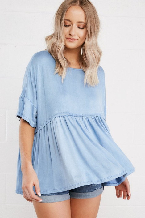 Annika Peplum Top in Blue