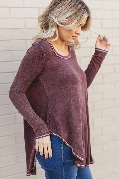 Court Acid Wash Top in Spice