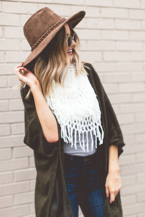 All In Fringe Infinity Scarf in Ivory