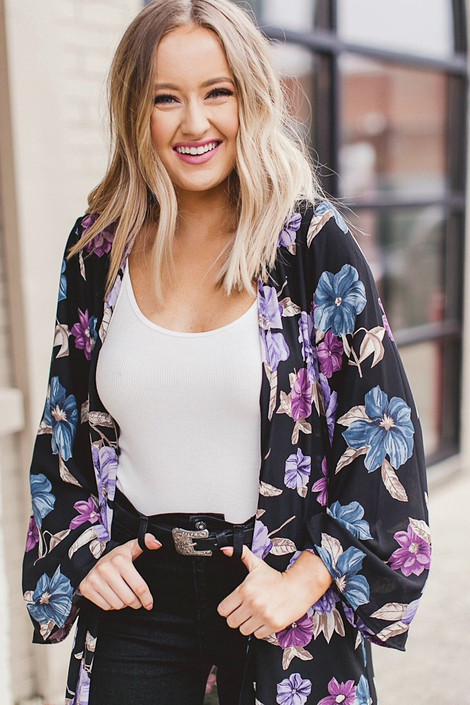 Bold + Beautiful Duster Kimono in Black