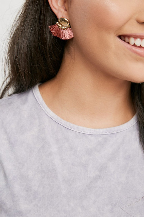 Brennan Tassel Earrings in Pink