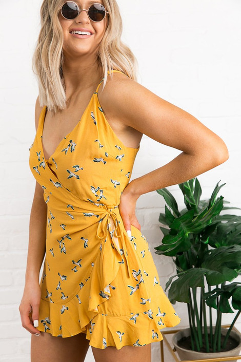 Arizona Crossover Romper in Yellow