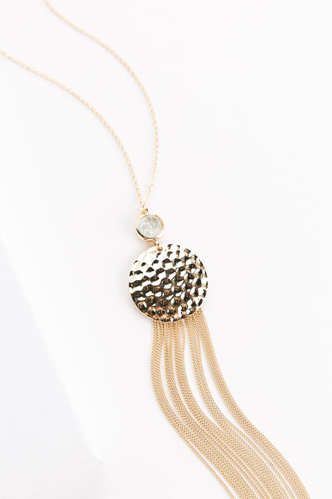 Acadia Hammered Pendant Necklace in Mint