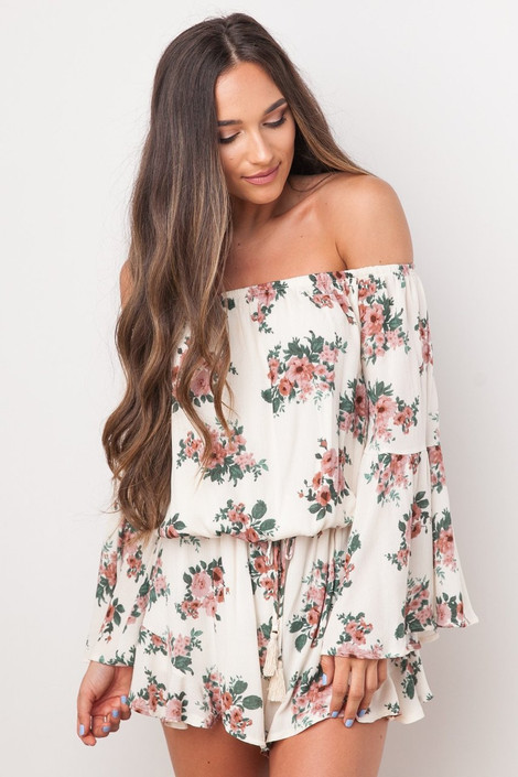 Dainty Delights Floral Romper in Ivory