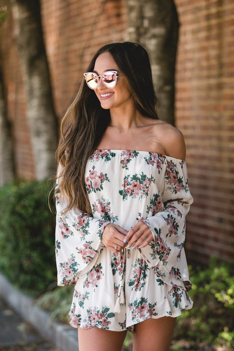 Dainty Delights Floral Romper in Ivory