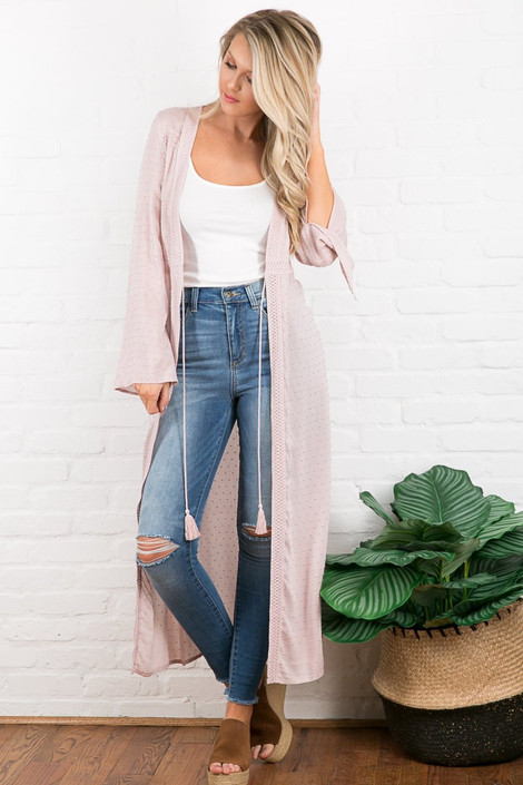 Alexander Swiss Dot Duster Kimono in Mauve