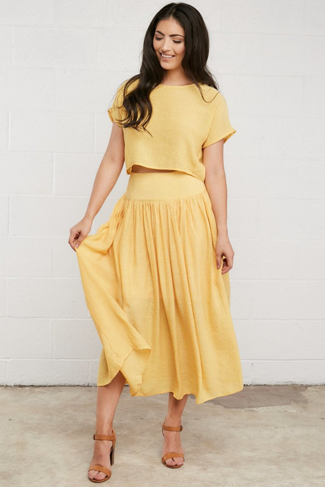 Blair Midi Skirt in Yellow