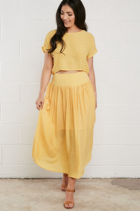Blair Midi Skirt in Yellow