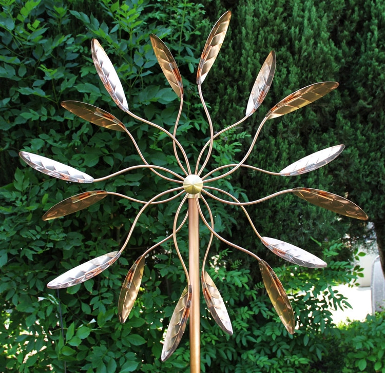 Kinetic Copper Ficus Wind Spinner at Weathervanes of Maine