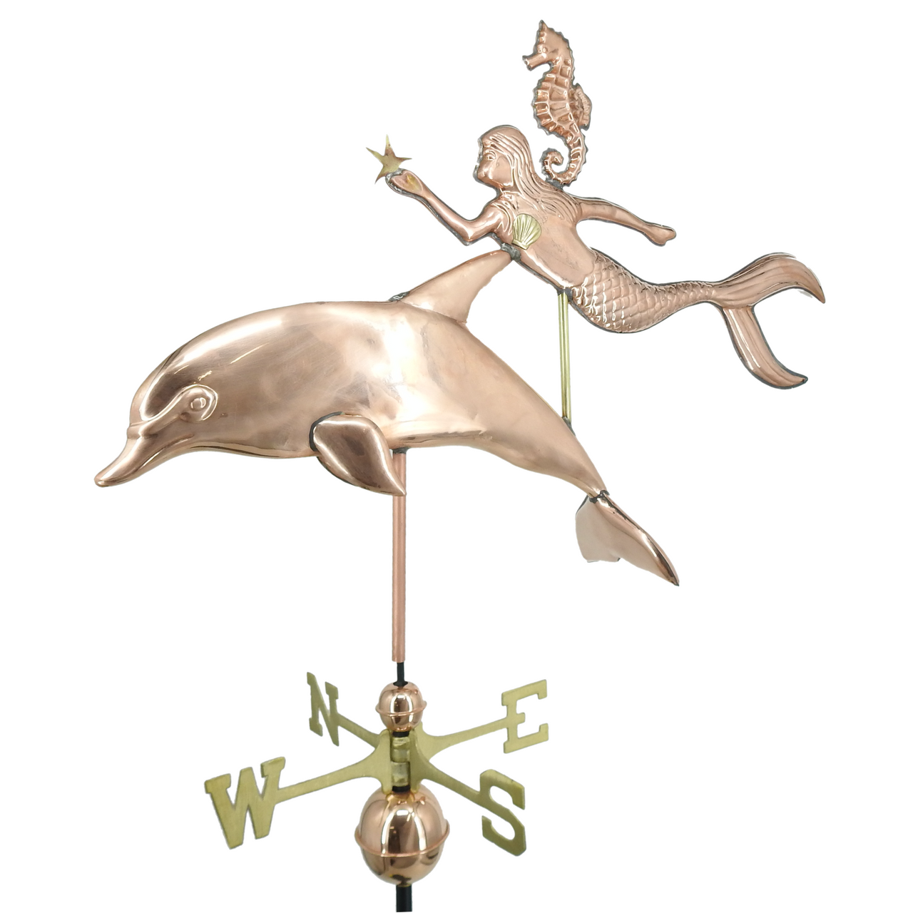 Large Mermaid and Dolphin Weathervane - Weathervanes of Maine
