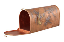 Premium Large Copper Mailbox With Dragonflies 