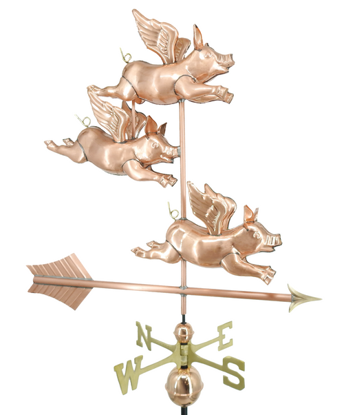 3D Three Flying Pig Weathervane