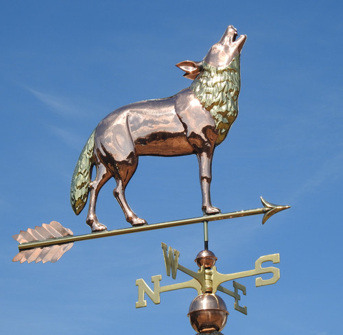 Wolf Weathervane with brass accents