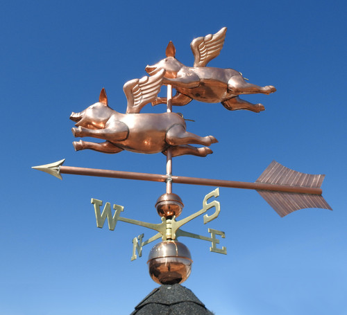 Large 3D Two Flying Pig Weathervane