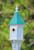 10"W x 28"H - Hexagon Blue Bird House