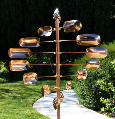 Kinetic Copper Ficus Wind Spinner at Weathervanes of Maine