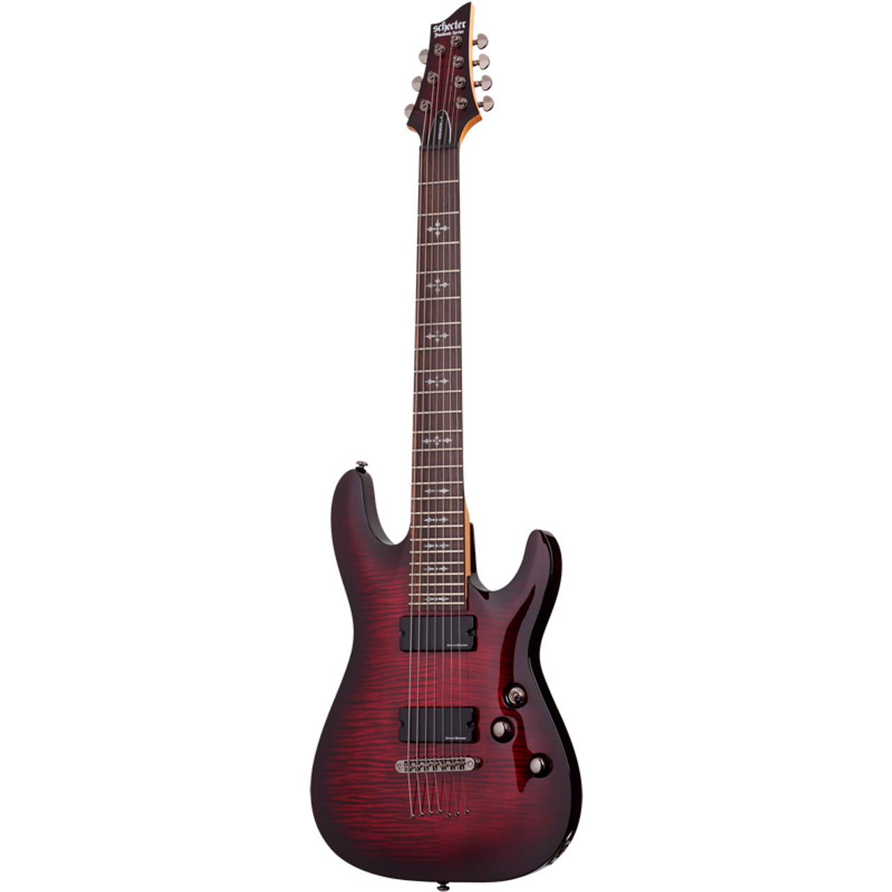 Schecter Demon-7 Electric Guitar, Crimson Red Burst - Absolute Music