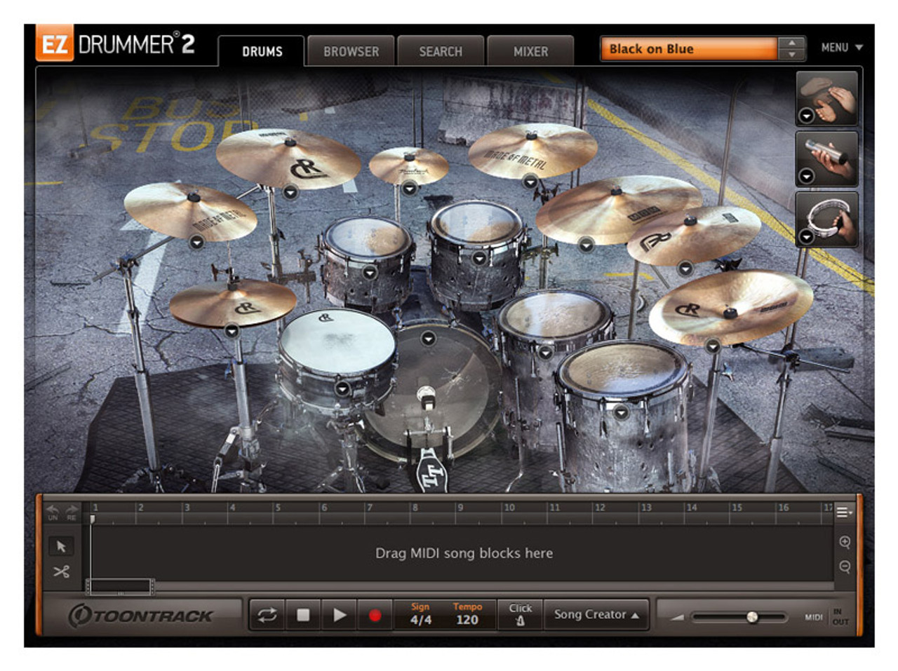 ezdrummer midi note number kick snare