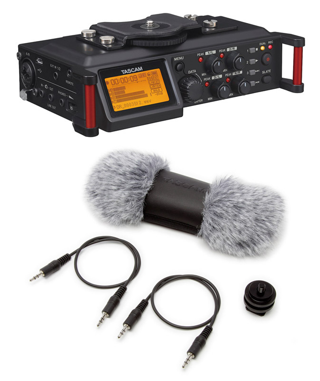 Tascam DR-70D 4-Channel Audio Recorder and Accessories Bundle
