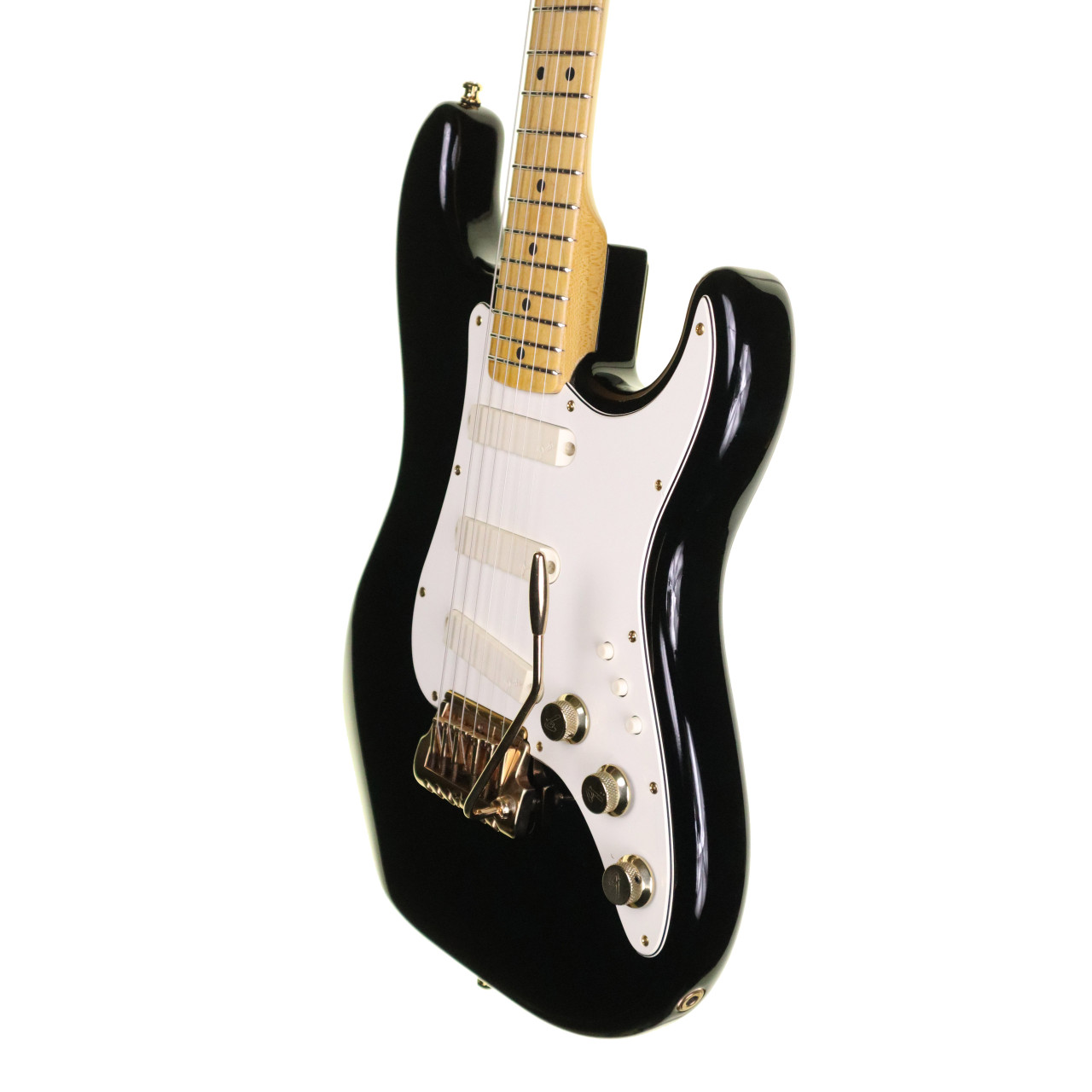 Fender Gold Elite Stratocaster Electric Guitar, Black, Gold