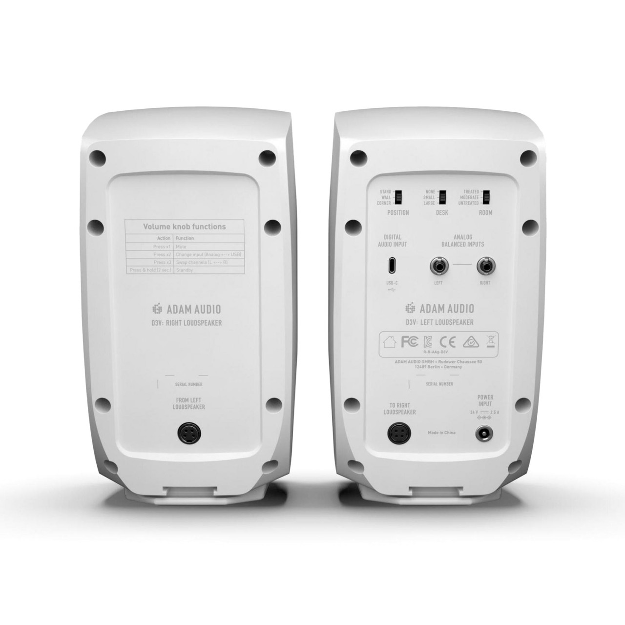 Adam D3V White Active Desktop Monitor (Pair, White) - Absolute Music