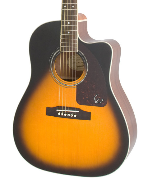 Epiphone AJ-220SCE Electro Acoustic Guitar, Vintage Sunburst with Nickel Hardware 
