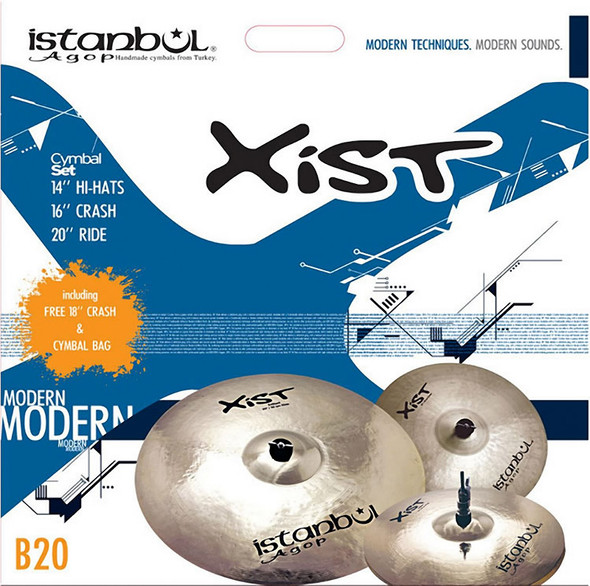 Istanbul Xist Brilliant Cymbal Set with FREE 18 inch Crash Cymbal and Cymbal Hardcase 