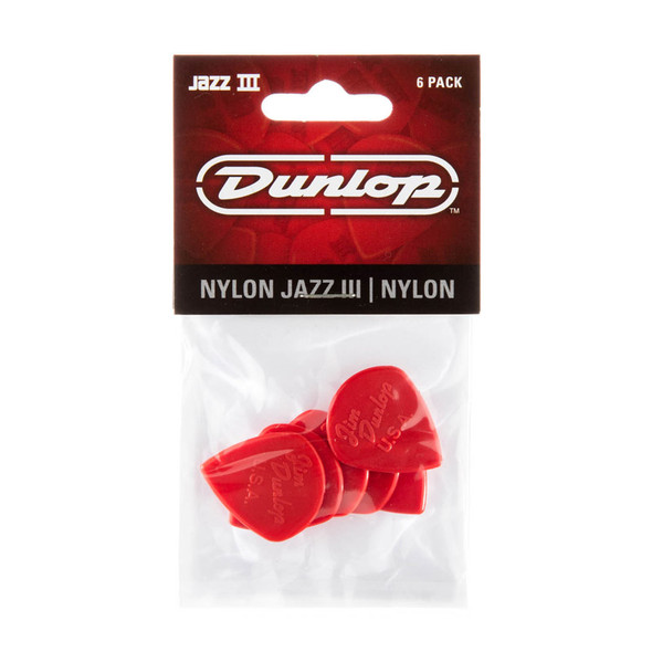 Dunlop Nylon Jazz III Red, Player Pack 6 Plectrums 