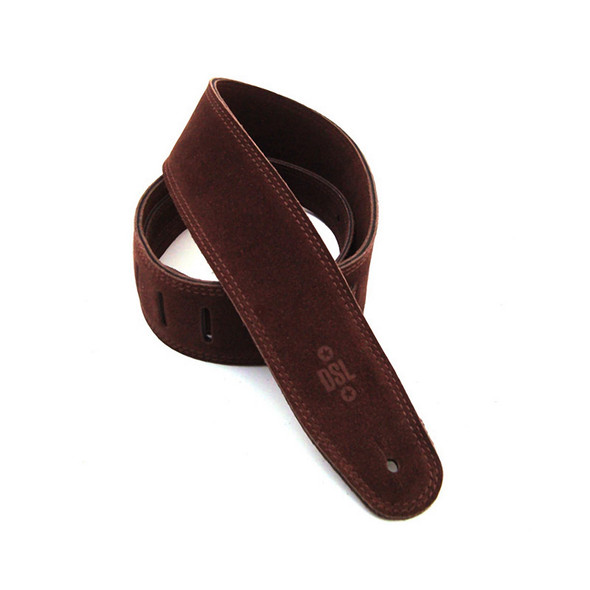 DSL Leather 2.5 Inch Triple Ply Suede Guitar Strap, Brown 