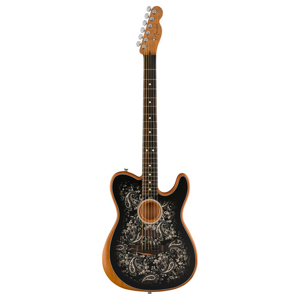 Fender Ltd Edition Acoustasonic Telecaster Electric Guitar, Black Paisley 
