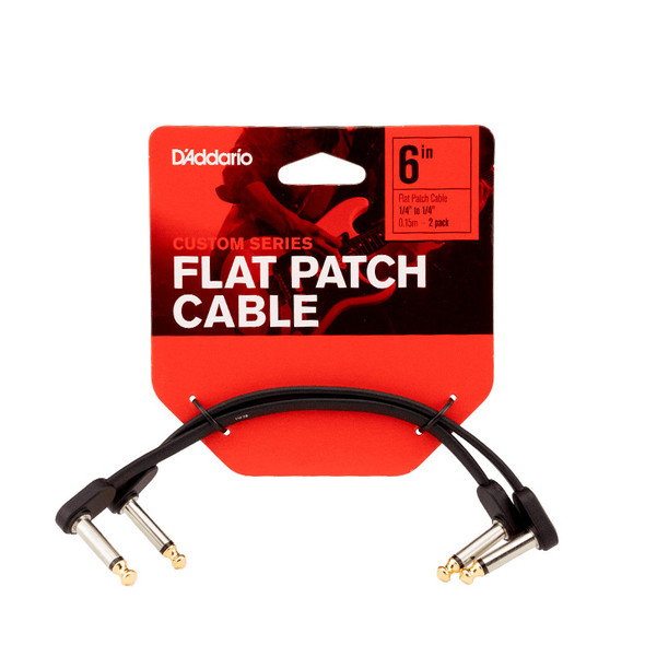 D'Addario Flat Patch Cable, 6 Inch Right Angle, Twin Pack 