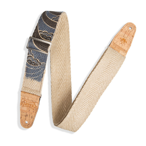 Levys Natural Hemp Webbing 2 Inch Guitar Strap, Cork Ends and Pocket, Island 