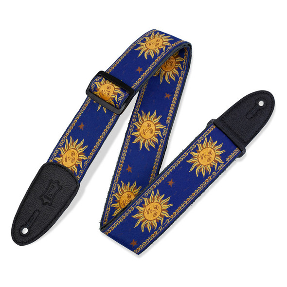 Levys MPJG-SUN-BLU 2 inch Sun Design Jacquard Weave Guitar Strap, Blue 