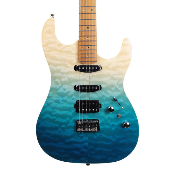 Jet JS-1000 Electric Guitar, Blue, Quilted Top 