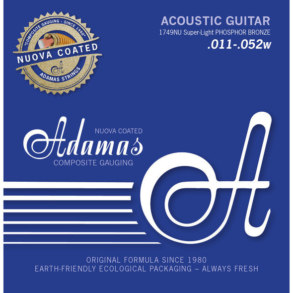 Adamas Nuova Coated 1749 Super-Light Phosphor Bronze Acoustic Guitar Strings 11-52 