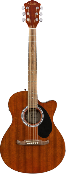 Fender FA-135CE Concert All-Mahogany Electro-Acoustic Guitar, Natural, Walnut 