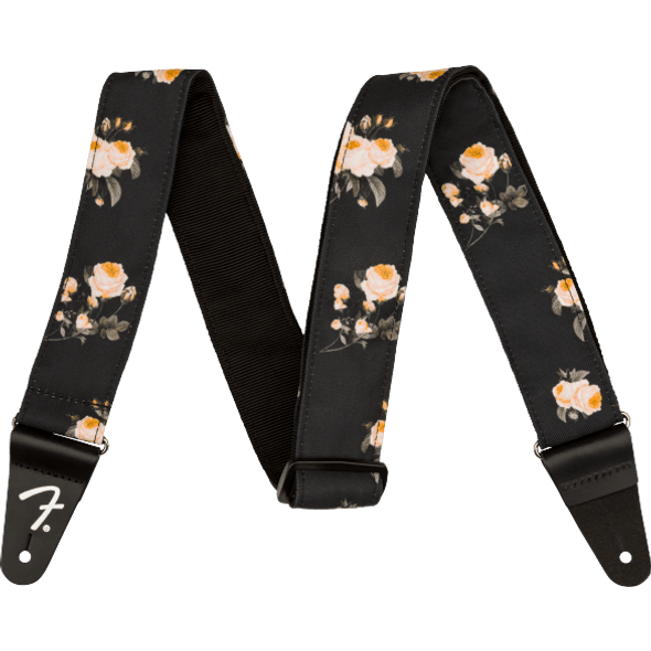 Fender Floral Guitar Strap, Black 