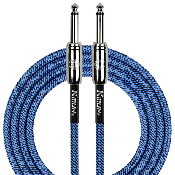 Kirlin Fabric 20ft Straight Jack Guitar Cable, Blue 