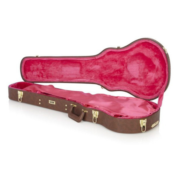 Gator GW-LP-BROWN Wooden Electric Guitar Case, Brown and Pink 