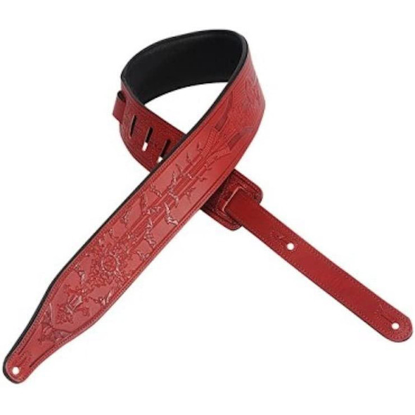 Levy's M17T05 2.5 Inch wide veg-tan leather guitar strap, Red 