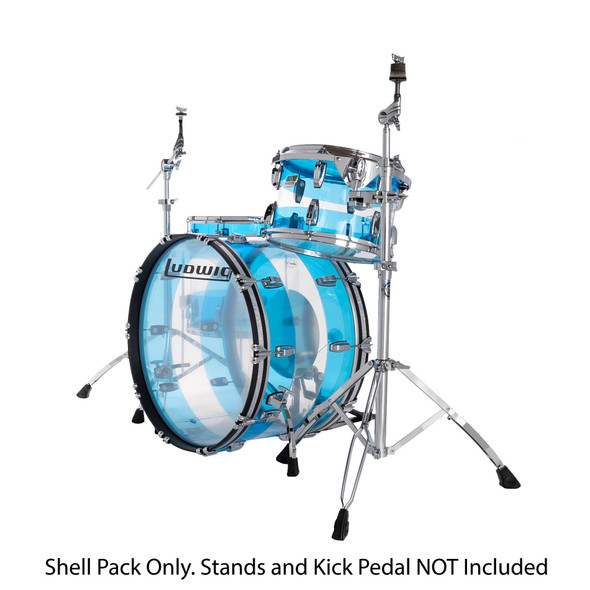 Ludwig Vistalite Probeat 24 inch Shell Pack in Blue/Clear/Blue 