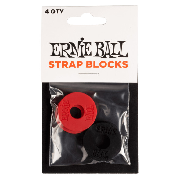 Ernie Ball Strap Blocks 4 Pack, Black and Red 