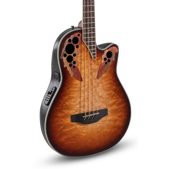 Ovation CEB-44X-7C-G Celebrity Elite Plus Electro Acoustic Bass, Cognac Burst 