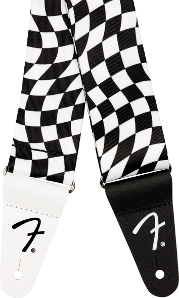 Fender Wavy Checkerboard Polyester Strap, Black/White 