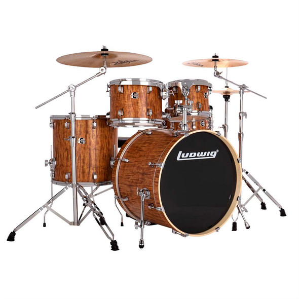 Ludwig Evolution 22 Inch 5-Piece Drum Kit with Hardware and Cymbals in Cherry 